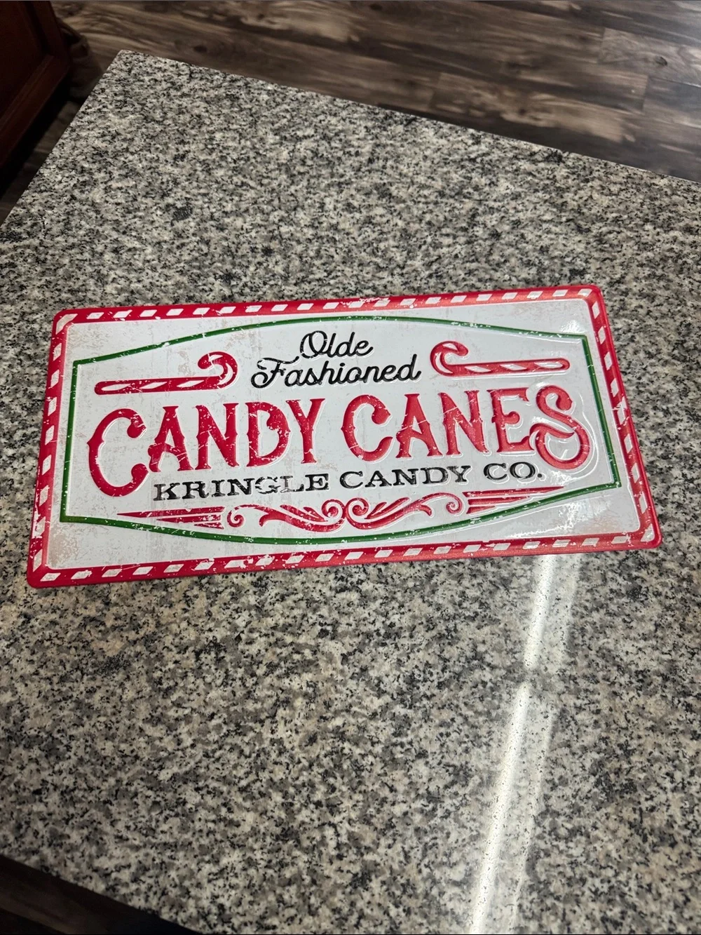 Red Candy Canes Metal Decorative Sign